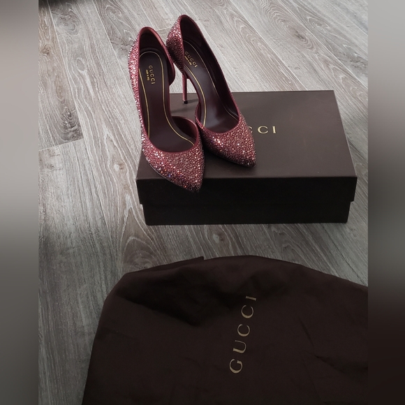 Gucci red glitter heel pumps - Picture 3 of 11